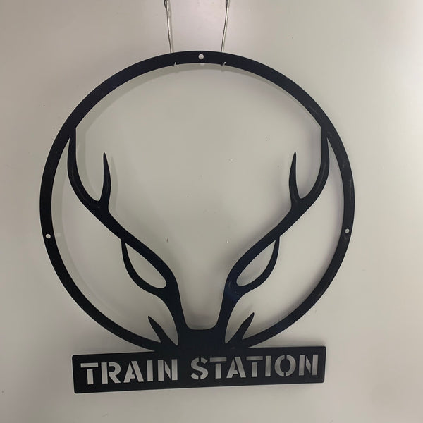 Custom Deer Antler Metal Wall Art, Personalized Antler Famliy Name Monogram Metal Sign, Metal Antler Hunting Man Cave Wall Sign