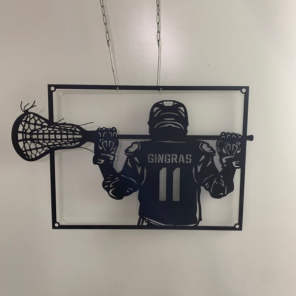 Custom Lacrosse Player Metal Wall Art, Personalized Lacrosse Player Metal Number Name Sign, Lacrosse Sport Metal Wall Sign Decor