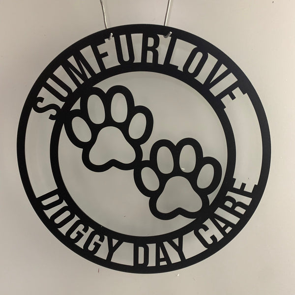 Custom Paw Print Outdoor Metal Wall Art, Personalized Paw Print Address Family Name Metal Sign, Cat Paw Dog Paw Pet Room Metal Decor