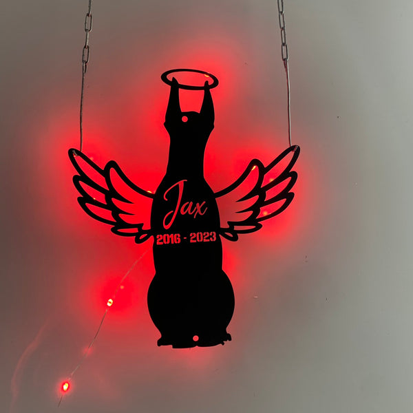 Custom Doberman Pinscher With Wings Metal Sign Led Light, Doberman Memorial Metal Wall Art, Dog Angel Wings Sign, Pet Loss Sympathy Metal Led Sign