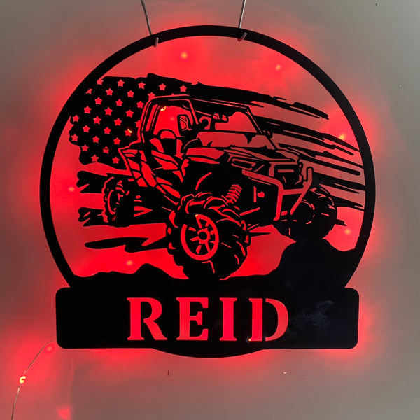 Custom Us Atv Monogram Metal Wall Art Led Light, Personalized All-terrain Vehicle Metal Name Sign, Us Quad Dirt Bike Metal Wall Sign