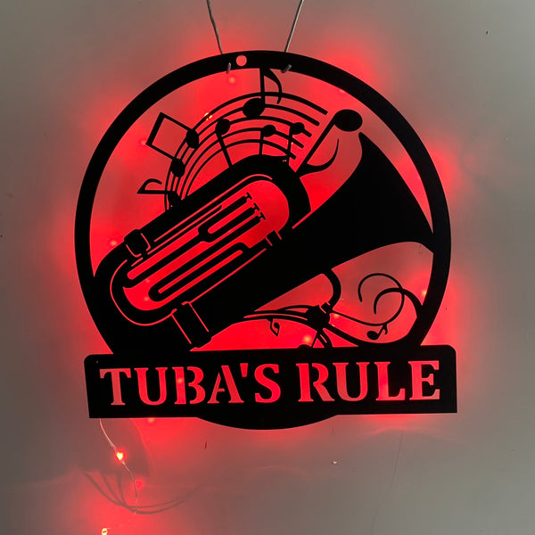 Tuba Music Monogram Metal Wall Art Led Lights, Custom Tuba Music Metal Signs, Tuba Music Neon Sign Metal Wall Decor, Tuba Metal Sign
