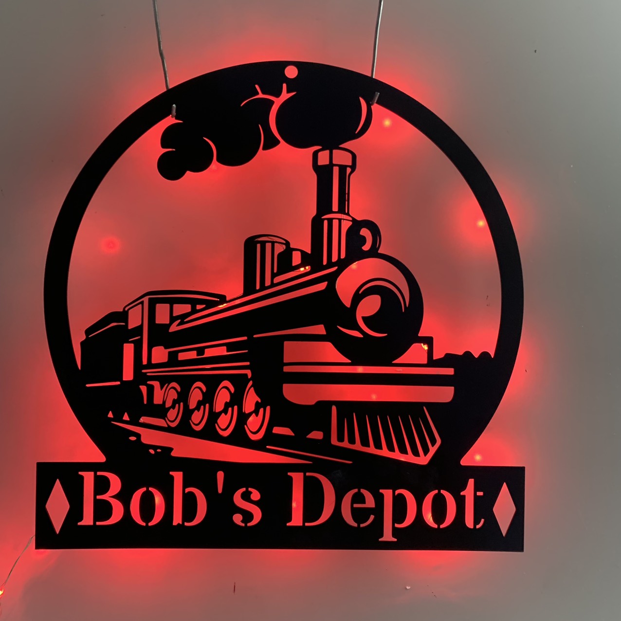 Personalized Train Railroad Metal Sign Led Light, Custom Train Metal Wall Art, Train Station Metal Sign, Railway Train Station Metal Led Sign