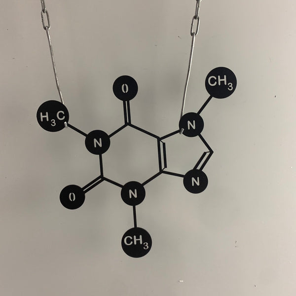 Caffeine Molecule Metal Wall Art, Caffeine Chemical Formula Metal Sign, Metal Caffeine Science Art, Biology Chemistry Art Metal Wall Decor
