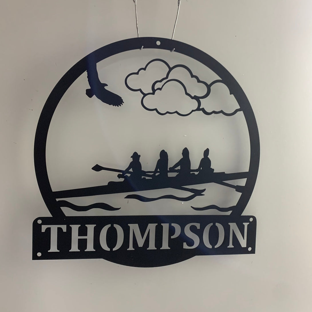 Custom Rowing Sport Metal Wall Art, Personalized Rowing Metal Name Sign, Rowing Team Metal Wall Sign, Rowing Water Sport Man Cave Metal Sign