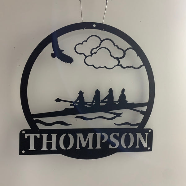 Custom Rowing Sport Metal Wall Art, Personalized Rowing Metal Name Sign, Rowing Team Metal Wall Sign, Rowing Water Sport Man Cave Metal Sign
