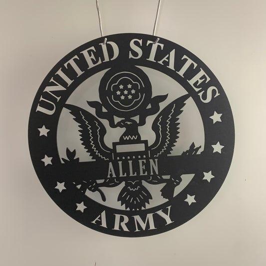 Personalized United States Army Metal Name Sign, Custom Us Army Logo Metal Wall Art, Retired Army Force Metal Sign, Military Veteran Metal Sign