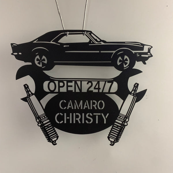 Personalized Car Garage Metal Name Sign, Mechanic Garage Metal Wall Art, Auto Repair Monogram Metal Sign, Garage Man Cave Metal Wall Decor