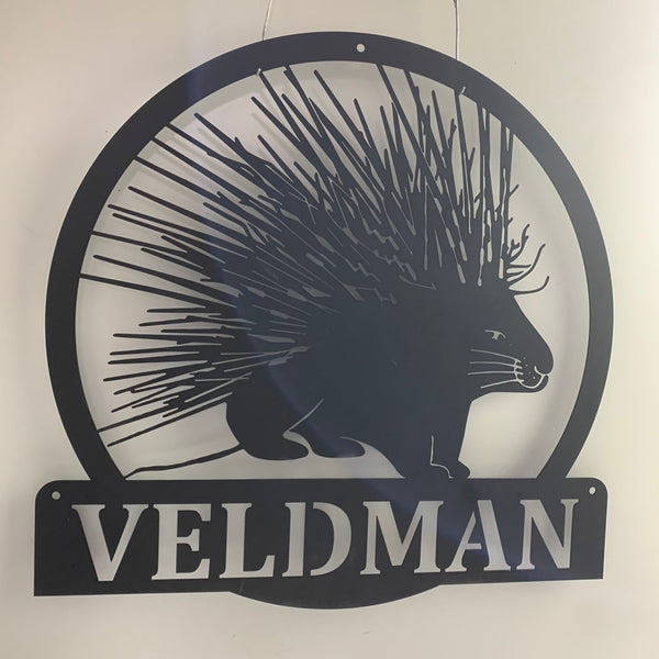 Custom Porcupine Monogram Metal Wall Art, Personalized Porcupine Metal Name Sign, Porcupine Metal Wall Decor, Porcupine Animal Wall Hanging