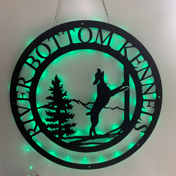 Custom Treeing Coonhound Metal Sign Led Light, Coon Hunter Metal Sign, Coon Dog Hunting Cabin Metal Wall Art, Personalized Dog Hunting Metal Gate Sign