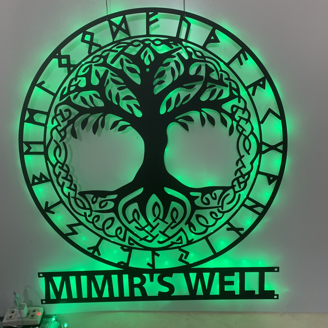 Custom Viking Runes & Tree Of Life Metal Wall Art, Mythology Vegvisir ...