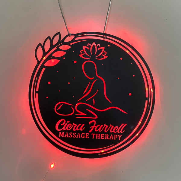 Custom Massage Therapist Metal Sign With Led Light, Massage Therapy Metal Wall Decor, Therapist Spa Name Sign, Therapist Office Metal Wall Led Sign