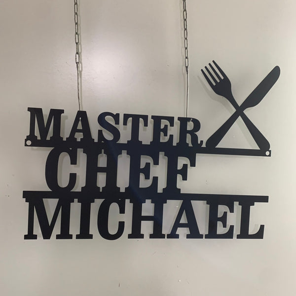 Personalized Master Chef Metal Wall Art, Custom Master Chef Metal Name Sign, Chef Kitchen Metal Wall Decor, Chef Metal Name Sign