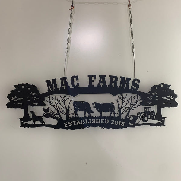 Custom Farmhouse Metal Wall Sign, Personalized Animals Barn Metal Sign, Metal Cattle Farm Name Sign, Ranch House Metal Sign Decor