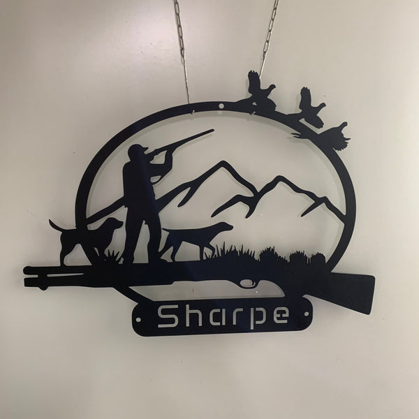 Personalized Pheasants Hunting Metal Sign, Custom Outdoor Bird Hunting Cabin Lodge Metal Sign, Hounds And Hunter Metal Wall Art