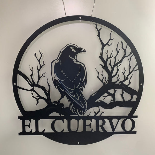 Custom Black Raven Metal Name Sign, Personalized Crow Birds Metal Sign, Raven Monogram Metal Wall Art, Black Crow Metal Art