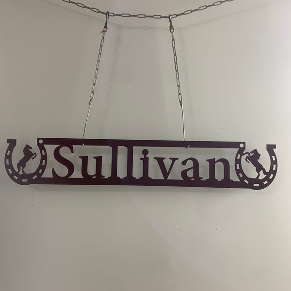 Custom Horse Farm Metal Name Sign, Metal Horseshoe With Name Sign, Horse Barn Ranch Metal Farm Sign, Personalized Metal Horse Wall Art