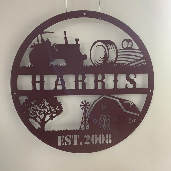 Personalized Farmhouse Metal Entrance Sign, Custom Metal Cattle Farm Tractor Sign, Custom Metal Farm Ranch Name Sign, Farmville Metal Sign