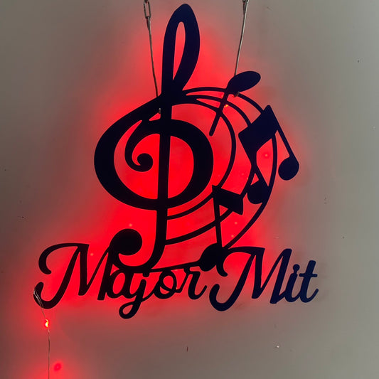 Personalized Sol Key Music Notes Metal Wall Art Led Lights, Custom Music Lover Musician Name Metal Sign, Music Room Metal Wall Decor