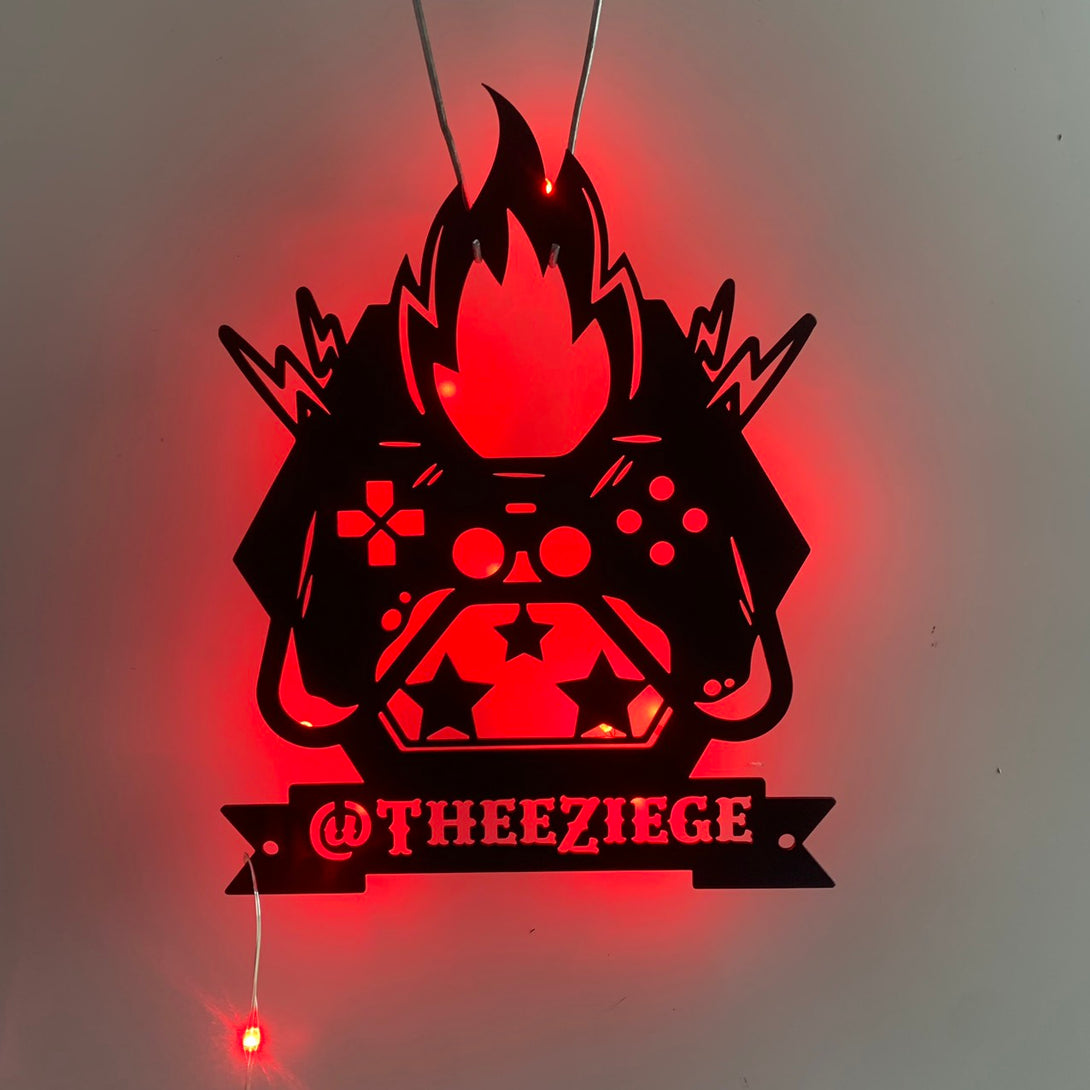 Custom Player Game Controller Metal Wall Art With Led Light, Personalized Gamer Metal Name Sign, Game Zone Kids Room Metal Wall Led Decor