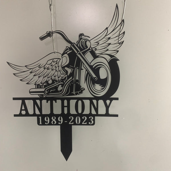 Personalized Motorcycle Biker Memorial Metal Stake, Motobike Stake In Memorial Of Biker Gift, Motorcycle Grave Marker, Biker Remembrance Metal Stakes