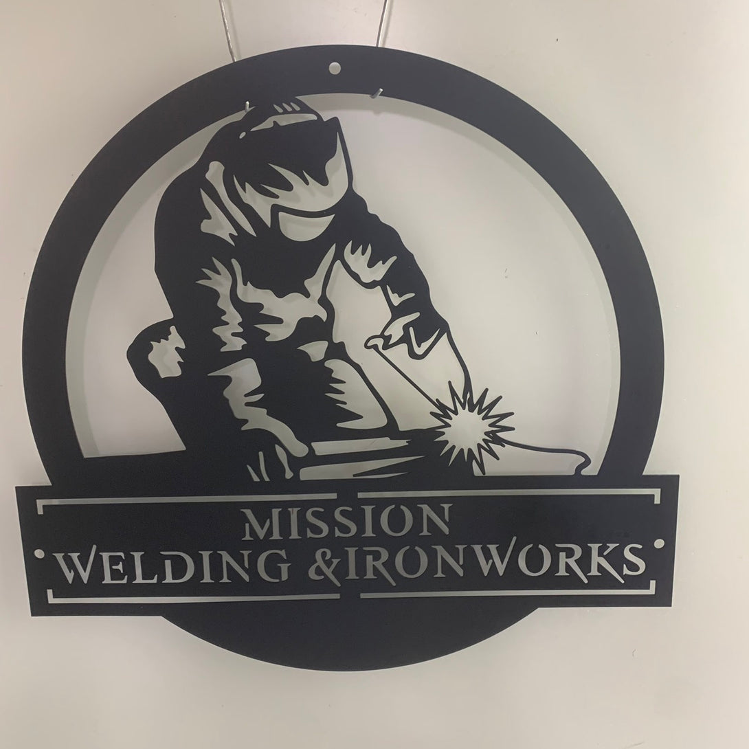 Personalized Ironworker Welding Monogram Metal Wall Art, Custom Welder Metal Name Sign, Welding Workshop Metal Wall Sign Decor