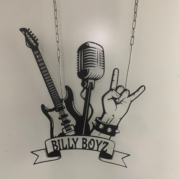 Custom Guitar Rock N Roll Metal Wall Art, Personalized Rock And Roll Metal Name Sign, Music Band Music Room Metal Wall Hanging Decor