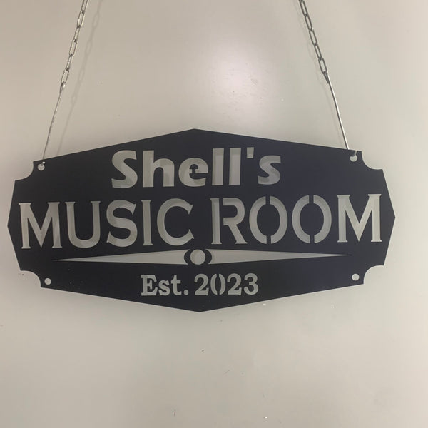 Custom Music Room Metal Wall Art, Personalized Metal Name Sign, Custom Name Established Metal Sign, Shop Opening Symbol Logo Metal Wall Hanging