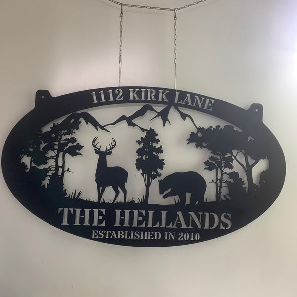 Custom Wildlife Metal Sign With Family Name, Personalized Farmhouse Metal Entrance Sign, Wild Animal Metal Farm Sign, Custom Address Metal Sign