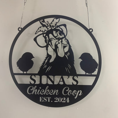 Personalized Chicken Coop Metal Sign, Customized Chicken Farm Metal Sign, Family Name Hens House Metal Sign For Farm House