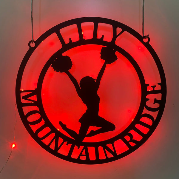 Custom Cheerleader Metal Wall Art With Led Light, Personalized Cheerleader Metal Name Sign, Cheerleading Girl Room Metal Wall Led Decor