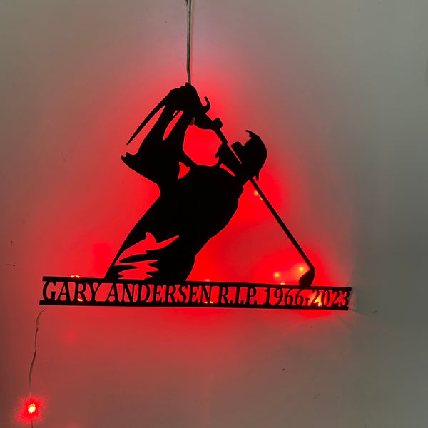 Custom Golf Player Metal Name Sign Led Light, Personalized Golfing Metal Wall Sign, Golfer Metal Wall Art, Golf Lover 19th Hole Metal Sign