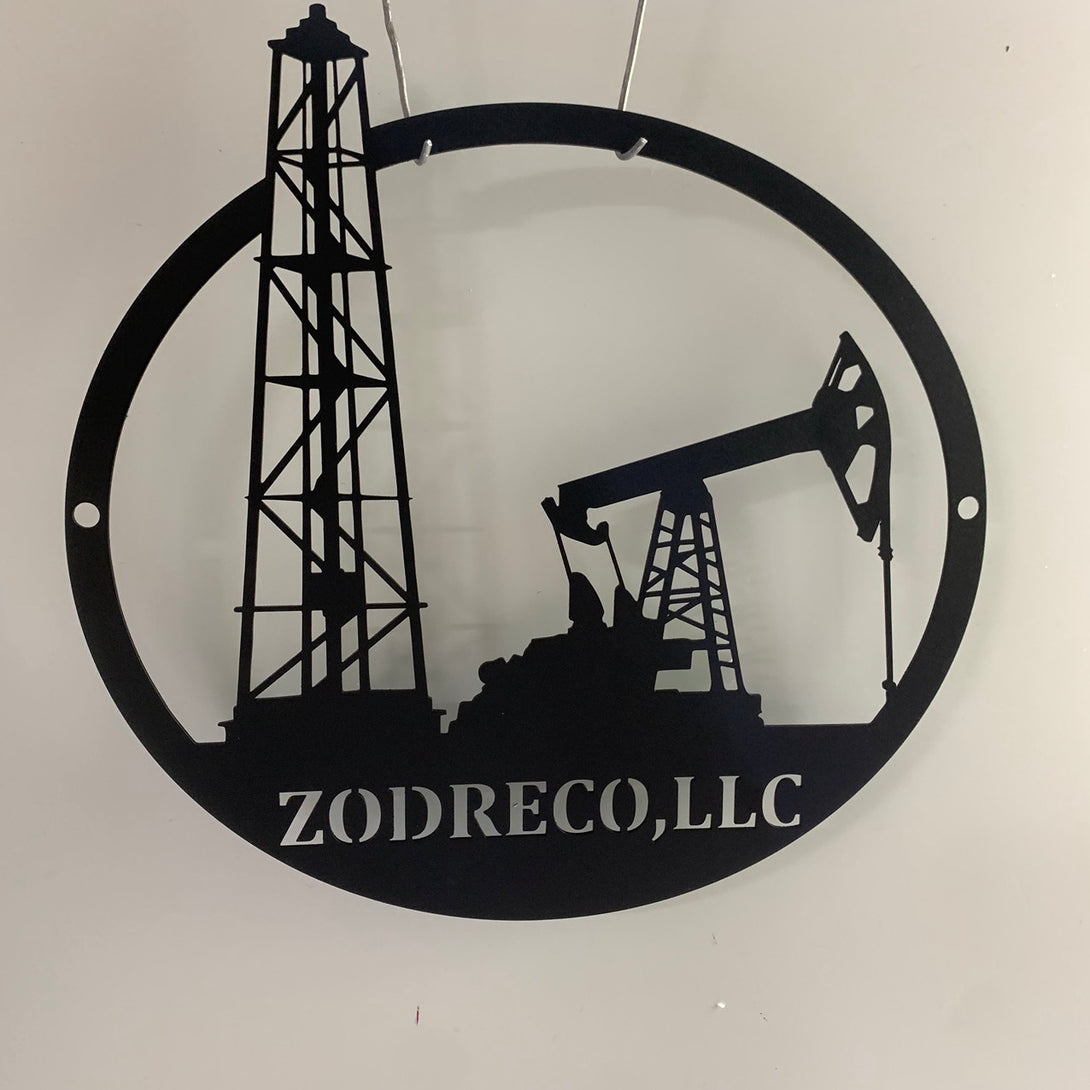 Oil Rig Monogram Personalized Oil Field Metal Wall Sign, Oil Rig Monogram Metal Wall Ar ...