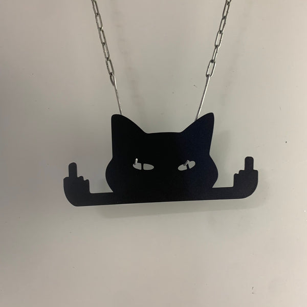 Funny Peeking Cat Giving The Finger Metal Wall Art, Middle Finger Cat Window Display, Attitude Cat Metal Wall Display
