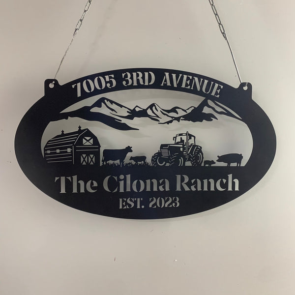 Custom Farm Animal Metal Wall Sign, Personalized Farmhouse Metal Name Sign, Metal Farm Truck Name Sign, Cattle Cow Chicken Metal Farm Decor
