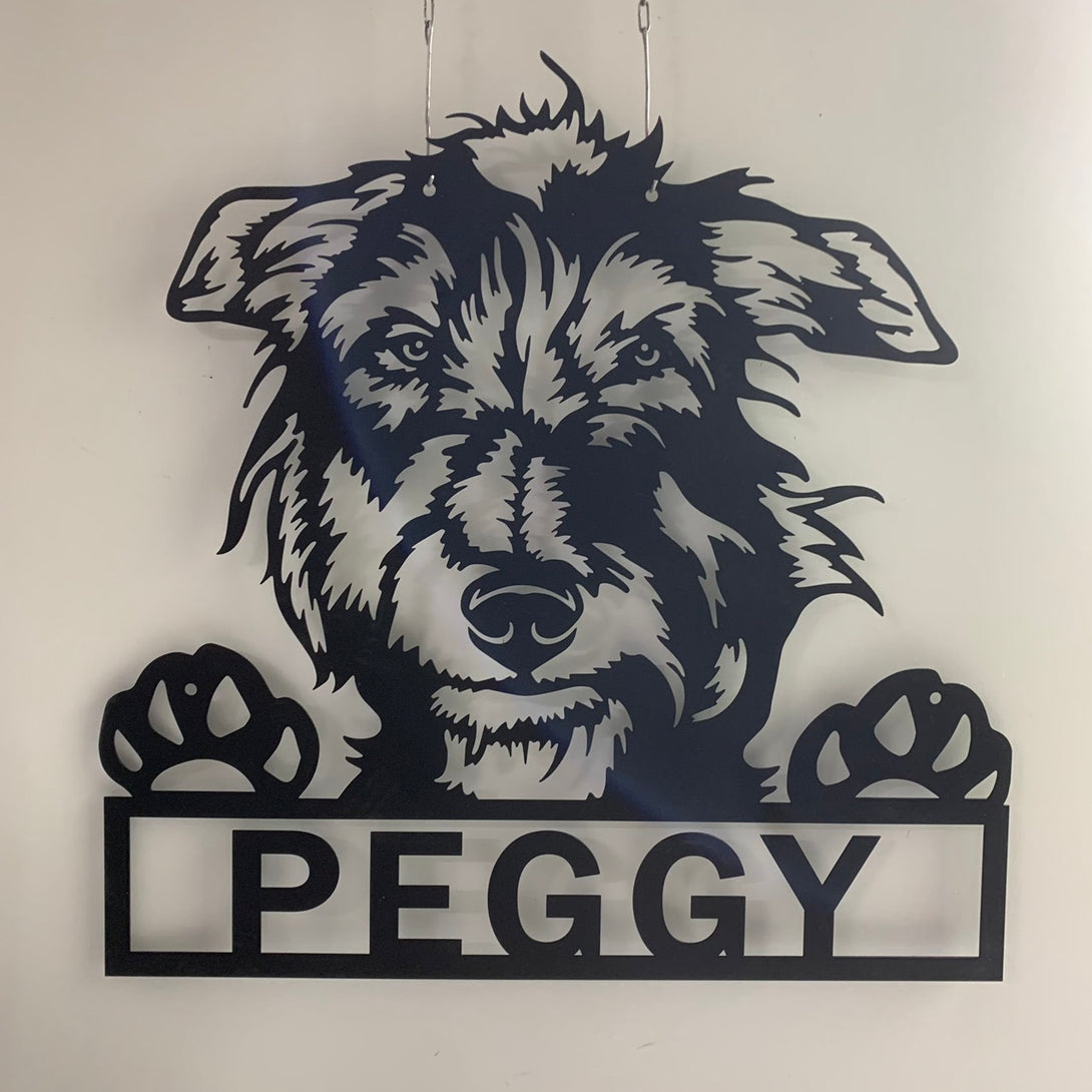 Custom Scottish Deerhound Dog Metal Wall Art, Personalized Scottish Deerhound Metal Name Sign, Metal Dog Farmhouse Wall Sign Decor