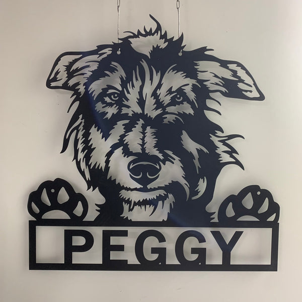 Custom Scottish Deerhound Dog Metal Wall Art, Personalized Scottish Deerhound Metal Name Sign, Metal Dog Farmhouse Wall Sign Decor