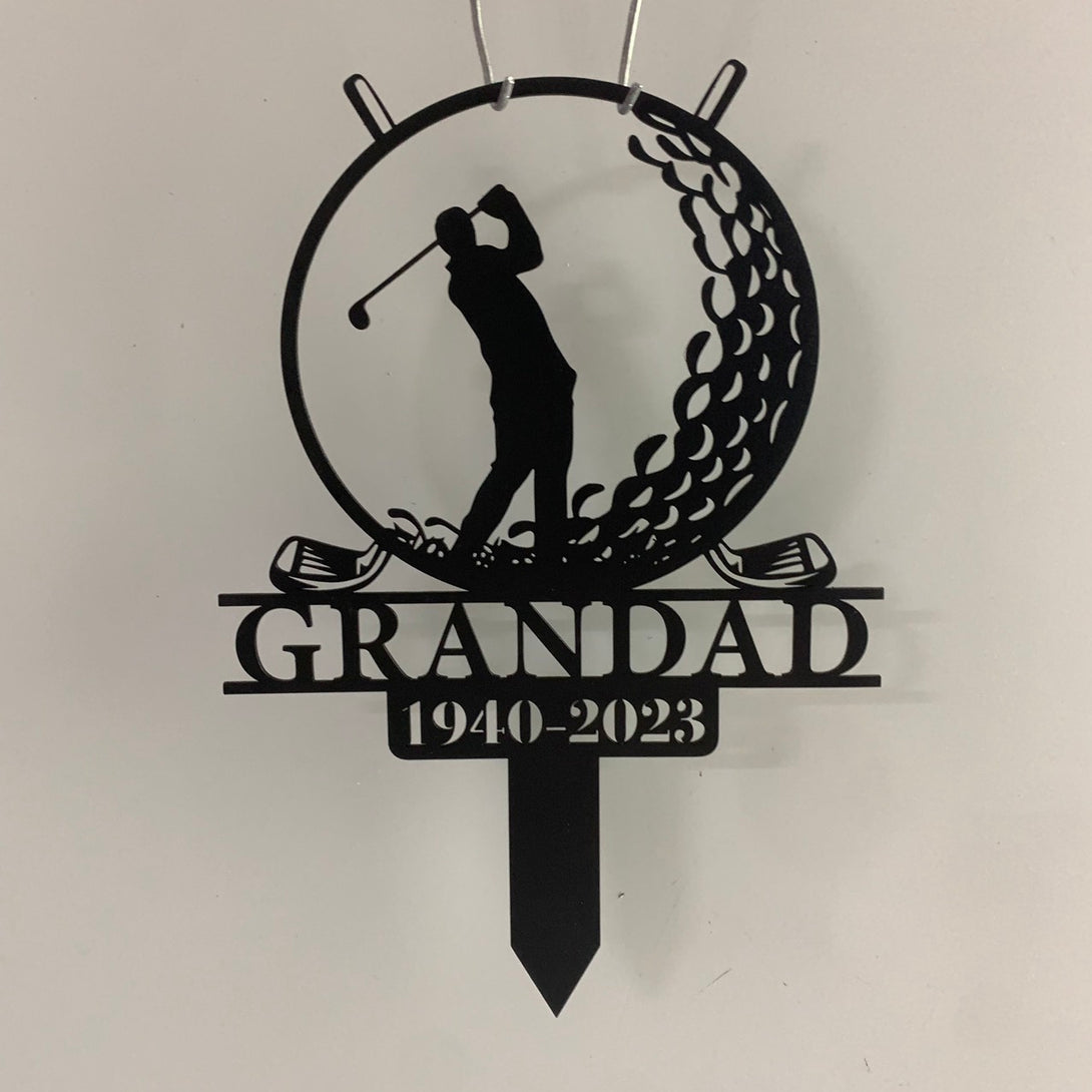 Custom Golfer Memorial Garden Stake, Personalized Golf Player Garden Metal Remembrance Stake, Sport Metal Garden Stake, Golf Man Grave Marker