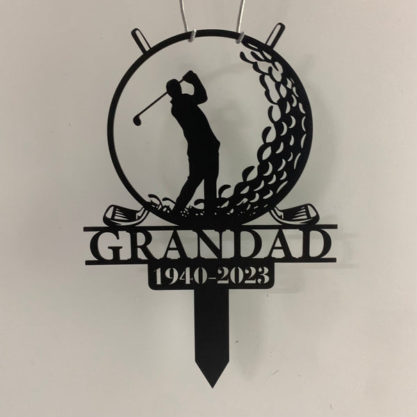 Custom Golfer Memorial Garden Stake, Personalized Golf Player Garden Metal Remembrance Stake, Sport Metal Garden Stake, Golf Man Grave Marker