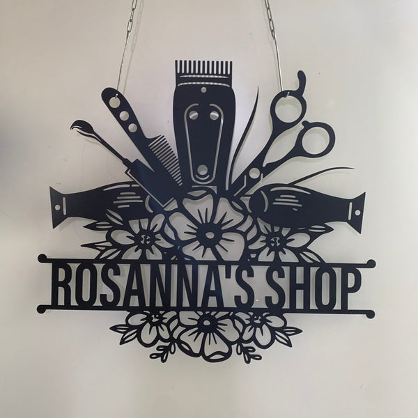 Custom Hair Salon Metal Wall Art, Personalized Shop Haircut Metal Name Sign, Beauty Salon Metal Wall Decor, Hair Salon Metal Sign