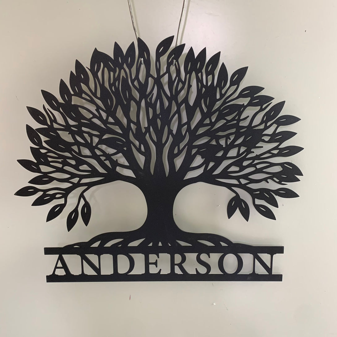 Personalized Metal Tree Of Life Wall Art, Custom Metal Tree Sign With Famiy Name, Family Tree Monogram Wall Sign, Tree Of Life Metal Wall Sign