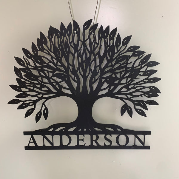 Personalized Metal Tree Of Life Wall Art, Custom Metal Tree Sign With Famiy Name, Family Tree Monogram Wall Sign, Tree Of Life Metal Wall Sign