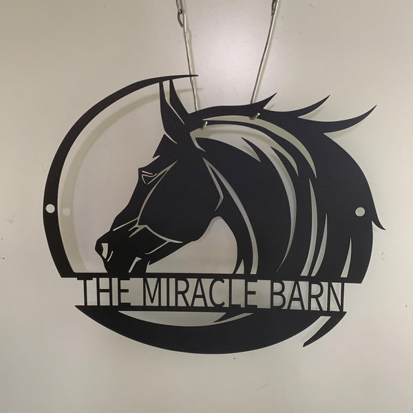 Custom Horses Head Metal Wall Art Decor, Personalized Horse Barn Metal Name Sign, Horse Farm Ranch Front Door Metal Wall Sign
