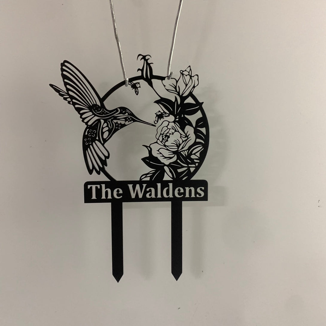 Custom Hummingbirds Metal Garden Stake, Flower Hummingbird Metal Stake, Personalized Hummingbird Metal Garden Sign, Hummingbird Metal Stake