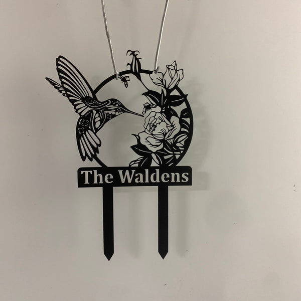 Custom Hummingbirds Metal Garden Stake, Flower Hummingbird Metal Stake, Personalized Hummingbird Metal Garden Sign, Hummingbird Metal Stake