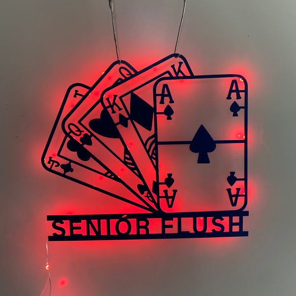 Custom Pocker Cards Metal Wall Art Led Light, Personalized Casino Club Metal Sign, Game Zone Metal Wall Decor, Custom Gamer Name Metal Sign