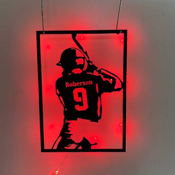 Custom Baseball Ball Metal Sign With Led Lights, Personalized Baseball Player Name Metal Wall Art, Baseball Jersey Sign, Baseball Gift