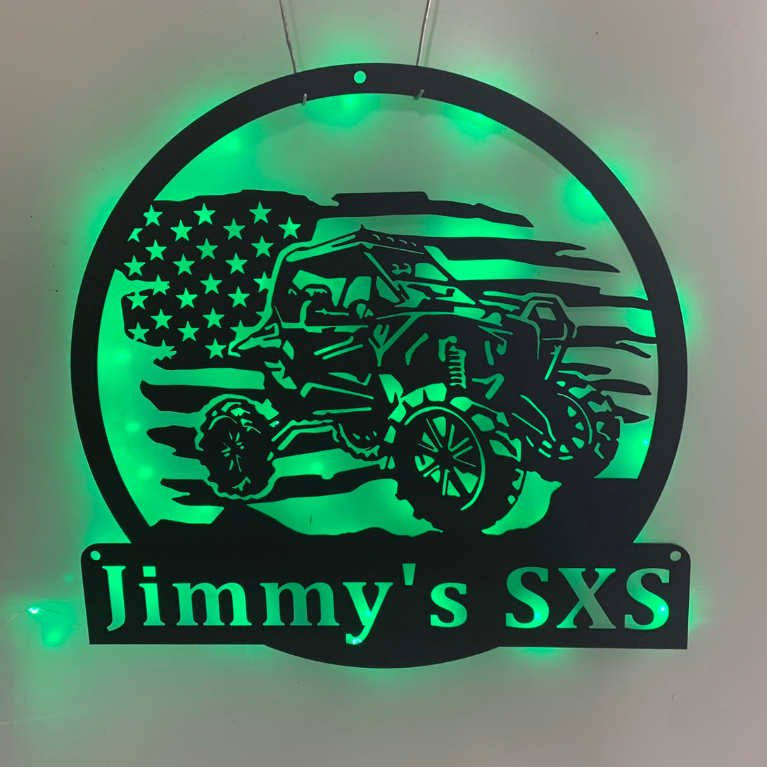Custom Us Atv Monogram Metal Sign With Led, Quad Biker Name Sign, Personalized All-terrain Vehicle Name Sign, Atv Off Road Wall Art