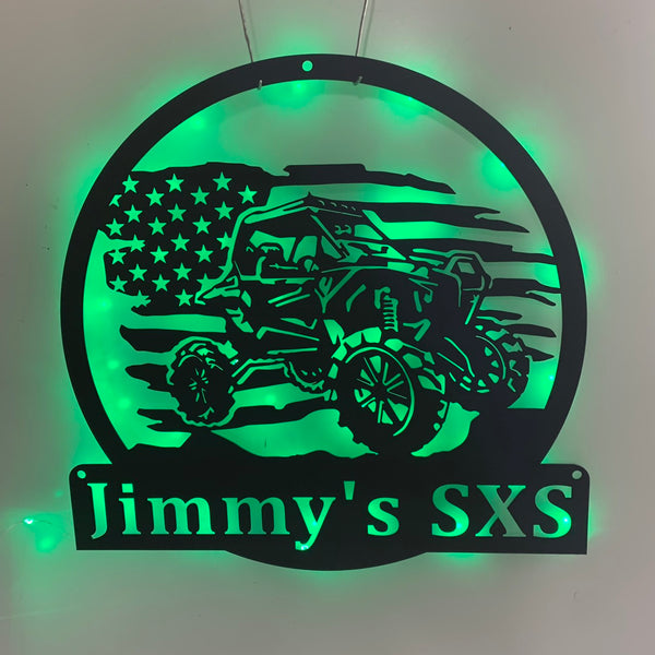 Custom Us Atv Monogram Metal Sign With Led, Quad Biker Name Sign, Personalized All-terrain Vehicle Name Sign, Atv Off Road Wall Art