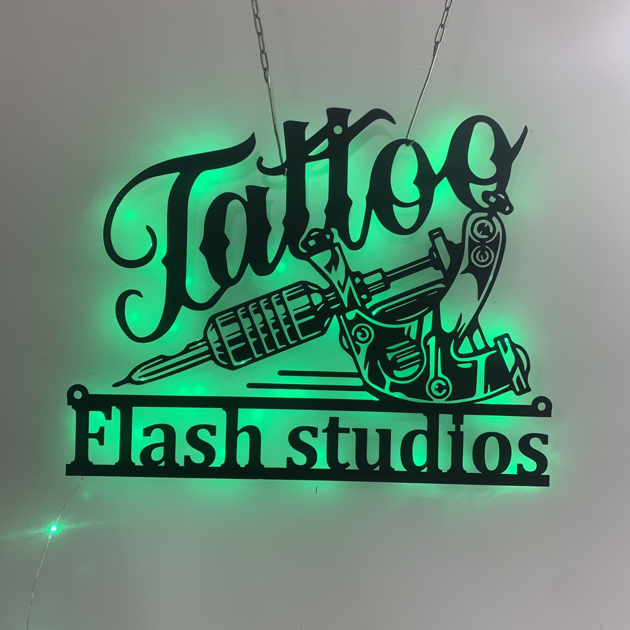 Personalized Tattoo Artist Name Metal Sign With Led Lights, Custom Ink Studio Name Sign, Tattoo Studio Wall Art, Tattoo Machine Metal Led